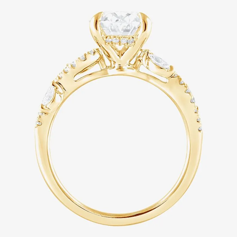 Signature By Modern Bride (F / Vs2) Womens 3 1/4 CT. T.W. Lab Grown White Diamond 14K Gold Oval Side Stone Engagement Ring