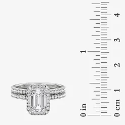 Signature By Modern Bride (F / Vs2) Womens 6 CT. T.W. Lab Grown White Diamond 10K Gold Side Stone Halo Bridal Set