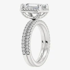 Signature By Modern Bride (F / Vs2) Womens 6 CT. T.W. Lab Grown White Diamond 10K Gold Side Stone Halo Bridal Set