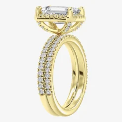 Signature By Modern Bride (F / Vs2) Womens 6 CT. T.W. Lab Grown White Diamond 10K Gold Side Stone Halo Bridal Set