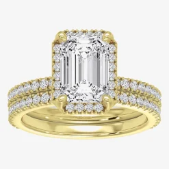 Signature By Modern Bride (F / Vs2) Womens 6 CT. T.W. Lab Grown White Diamond 10K Gold Side Stone Halo Bridal Set