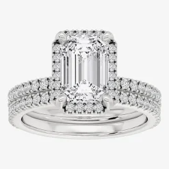 Signature By Modern Bride (F / Vs2) Womens 6 CT. T.W. Lab Grown White Diamond 10K Gold Side Stone Halo Bridal Set