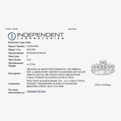 Signature By Modern Bride (F / VS2) Womens 4 CT. T.W. Lab Grown White Diamond 10K or 14K Gold Round Side Stone Bridal Set