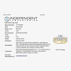 Signature By Modern Bride (F / VS2) Womens 4 CT. T.W. Lab Grown White Diamond 10K or 14K Gold Round Side Stone Bridal Set