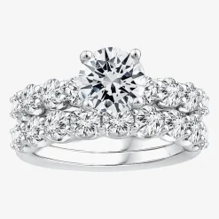 Signature By Modern Bride (F / VS2) Womens 4 CT. T.W. Lab Grown White Diamond 10K or 14K Gold Round Side Stone Bridal Set