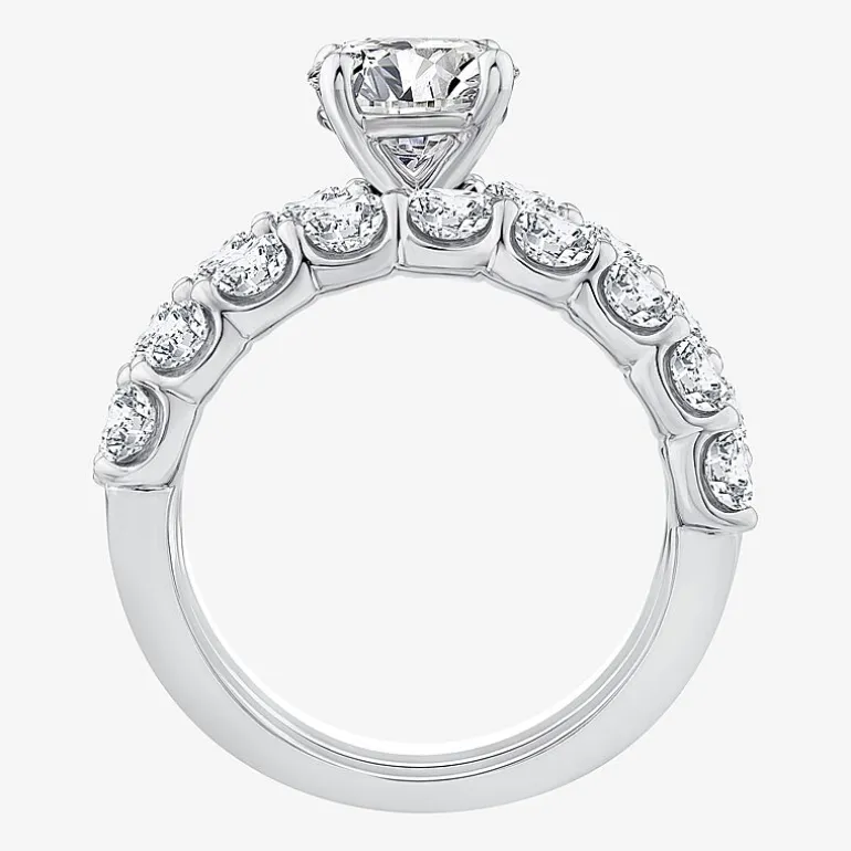 Signature By Modern Bride (F / VS2) Womens 4 CT. T.W. Lab Grown White Diamond 10K or 14K Gold Round Side Stone Bridal Set
