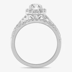 Signature By Modern Bride (G-H / Si1-Si2) Womens 1 1/3 CT. T.W. Lab Grown White Diamond 10K Gold Pear Side Stone Halo Bridal Set
