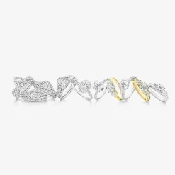 Signature By Modern Bride (G-H / Si1-Si2) Womens 1 1/3 CT. T.W. Lab Grown White Diamond 10K Gold Pear Side Stone Halo Bridal Set