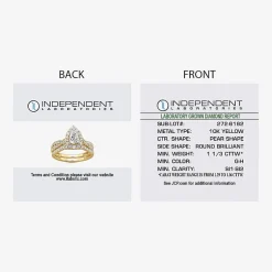 Signature By Modern Bride (G-H / Si1-Si2) Womens 1 1/3 CT. T.W. Lab Grown White Diamond 10K Gold Pear Side Stone Halo Bridal Set