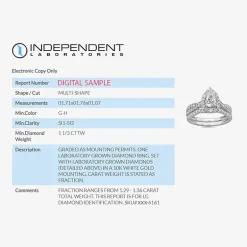Signature By Modern Bride (G-H / Si1-Si2) Womens 1 1/3 CT. T.W. Lab Grown White Diamond 10K Gold Pear Side Stone Halo Bridal Set