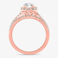 Signature By Modern Bride (G-H / Si1-Si2) Womens 1 1/3 CT. T.W. Lab Grown White Diamond 10K Gold Pear Side Stone Halo Bridal Set