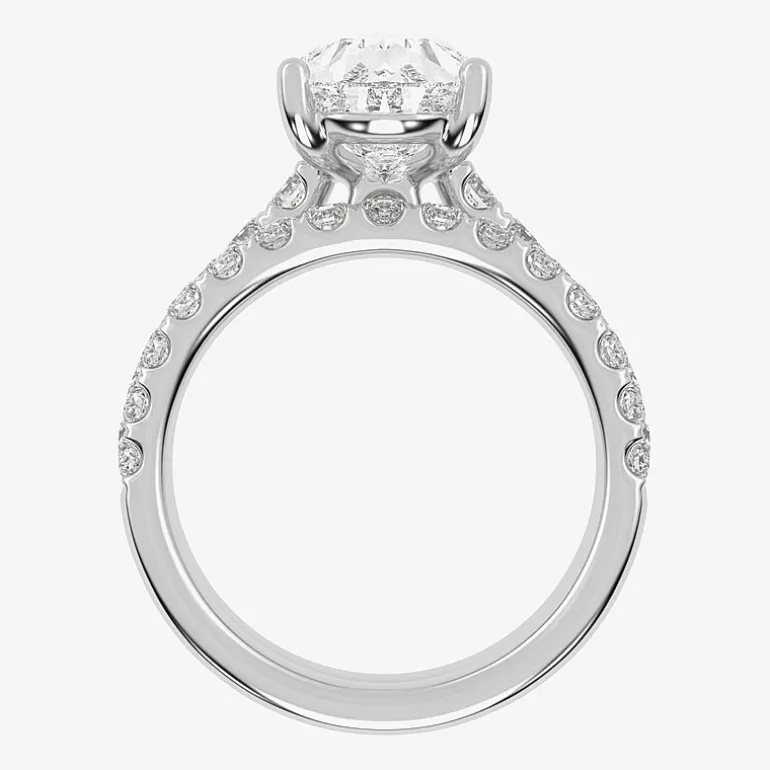 Signature By Modern Bride (G-H / Si1-Si2) Womens 4 CT. T.W. Lab Grown White Diamond 14K Gold Pear Side Stone Bridal Set