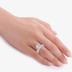 Signature By Modern Bride (G-H / Si1-Si2) Womens 4 CT. T.W. Lab Grown White Diamond 14K Gold Pear Side Stone Bridal Set