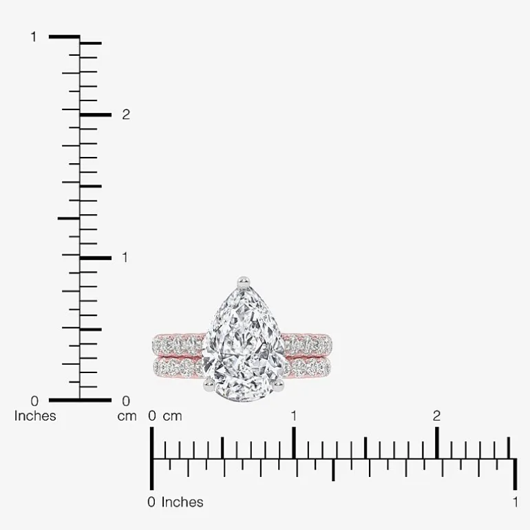 Signature By Modern Bride (G-H / Si1-Si2) Womens 4 CT. T.W. Lab Grown White Diamond 14K Gold Pear Side Stone Bridal Set