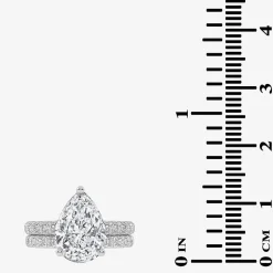 Signature By Modern Bride (G-H / Si1-Si2) Womens 4 CT. T.W. Lab Grown White Diamond 14K Gold Pear Side Stone Bridal Set