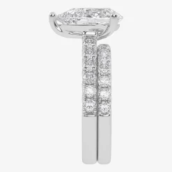 Signature By Modern Bride (G-H / Si1-Si2) Womens 4 CT. T.W. Lab Grown White Diamond 14K Gold Pear Side Stone Bridal Set