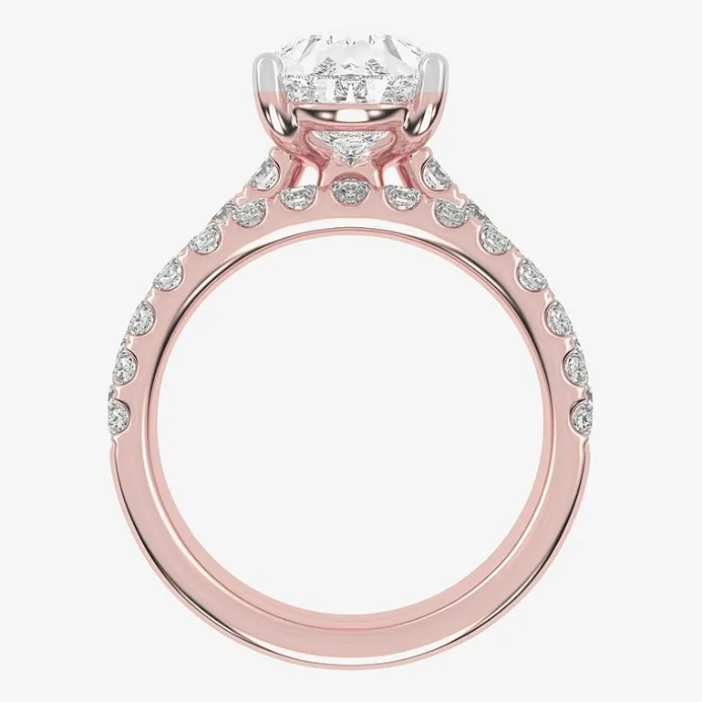 Signature By Modern Bride (G-H / Si1-Si2) Womens 4 CT. T.W. Lab Grown White Diamond 14K Gold Pear Side Stone Bridal Set