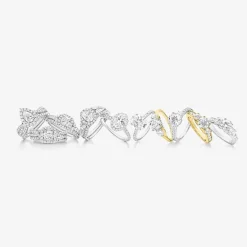 Signature By Modern Bride (G-H / Si1-Si2) Womens 1 1/3 CT. T.W. Lab Grown White Diamond 10K Gold Pear Side Stone Halo Bridal Set