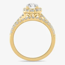 Signature By Modern Bride (G-H / Si1-Si2) Womens 1 1/3 CT. T.W. Lab Grown White Diamond 10K Gold Pear Side Stone Halo Bridal Set