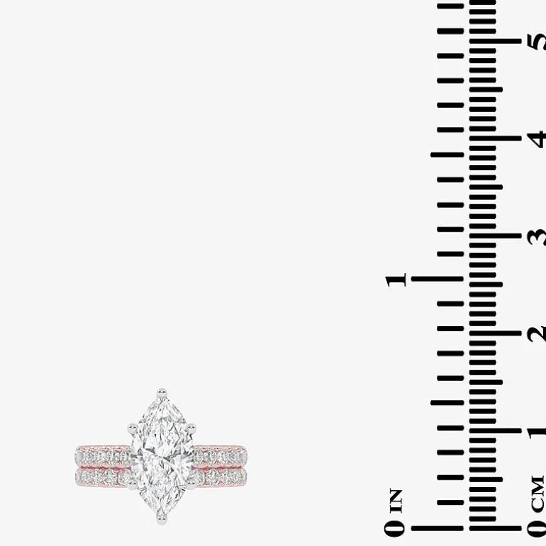 Signature By Modern Bride (G-H / Vs2-Si1) Womens 3 CT. T.W. Lab Grown White Diamond 14K Gold Marquise Side Stone Bridal Set