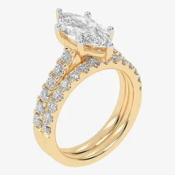Signature By Modern Bride (G-H / Vs2-Si1) Womens 3 CT. T.W. Lab Grown White Diamond 14K Gold Marquise Side Stone Bridal Set