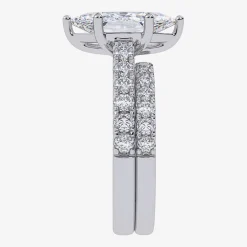 Signature By Modern Bride (G-H / Vs2-Si1) Womens 2 CT. T.W. Lab Grown White Diamond 14K Gold Marquise Side Stone Bridal Set