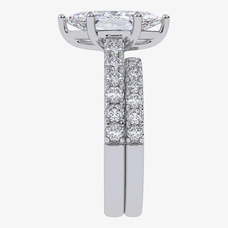 Signature By Modern Bride (G-H / Vs2-Si1) Womens 2 CT. T.W. Lab Grown White Diamond 14K Gold Marquise Side Stone Bridal Set