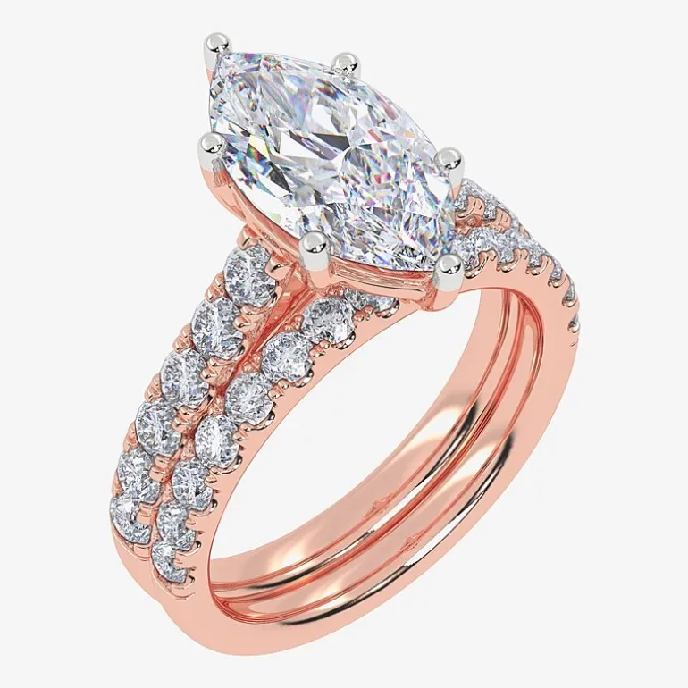 Signature By Modern Bride (G-H / Vs2-Si1) Womens 2 CT. T.W. Lab Grown White Diamond 14K Gold Marquise Side Stone Bridal Set