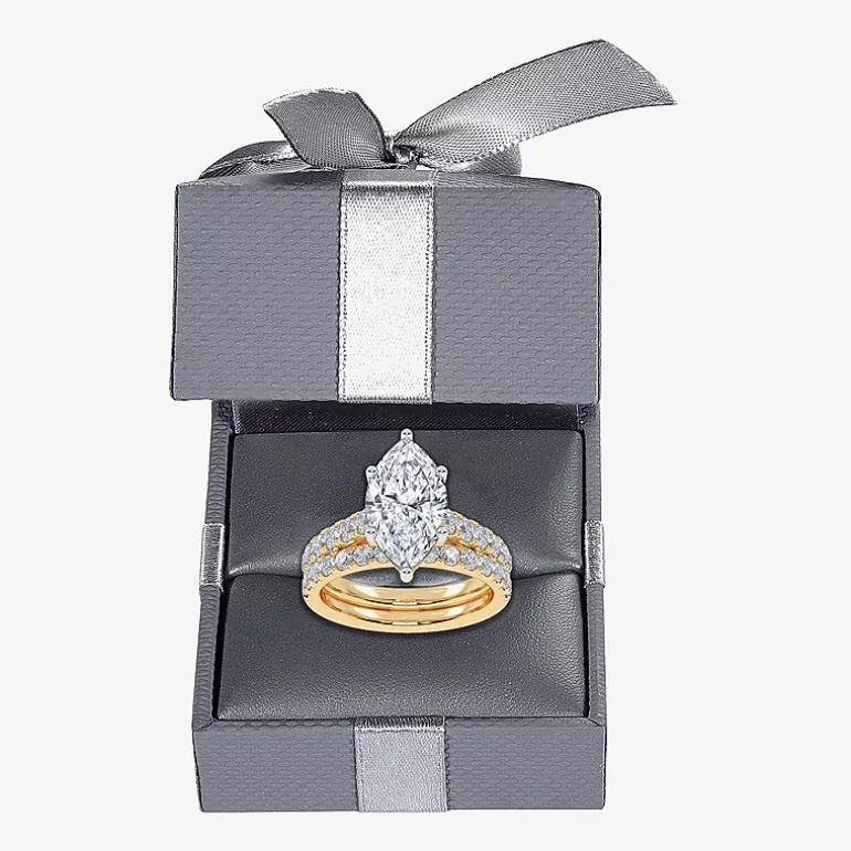 Signature By Modern Bride (G-H / Vs2-Si1) Womens 2 CT. T.W. Lab Grown White Diamond 14K Gold Marquise Side Stone Bridal Set