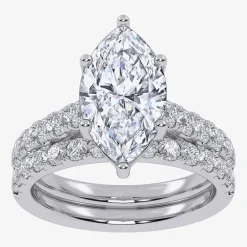 Signature By Modern Bride (G-H / Vs2-Si1) Womens 2 CT. T.W. Lab Grown White Diamond 14K Gold Marquise Side Stone Bridal Set