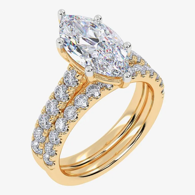 Signature By Modern Bride (G-H / Vs2-Si1) Womens 2 CT. T.W. Lab Grown White Diamond 14K Gold Marquise Side Stone Bridal Set
