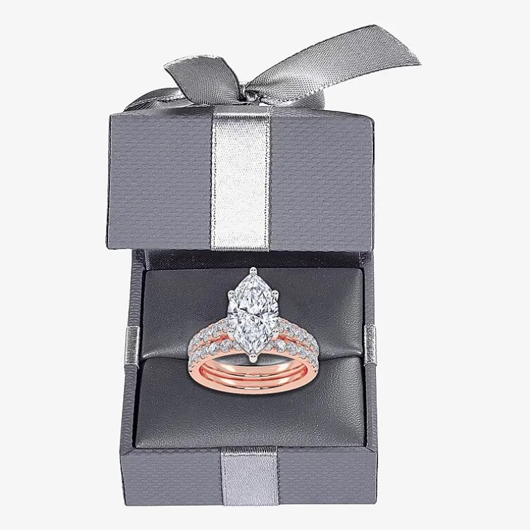 Signature By Modern Bride (G-H / Vs2-Si1) Womens 2 CT. T.W. Lab Grown White Diamond 14K Gold Marquise Side Stone Bridal Set