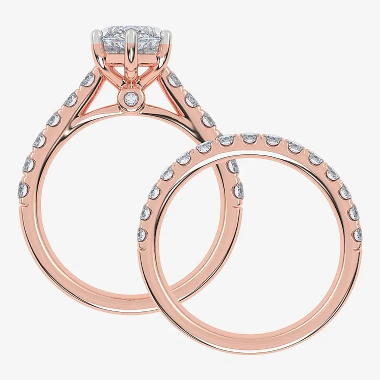 Signature By Modern Bride (G-H / Vs2-Si1) Womens 2 CT. T.W. Lab Grown White Diamond 14K Gold Marquise Side Stone Bridal Set