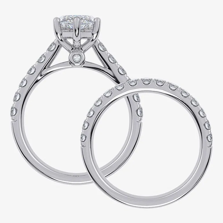 Signature By Modern Bride (G-H / Vs2-Si1) Womens 2 CT. T.W. Lab Grown White Diamond 14K Gold Marquise Side Stone Bridal Set