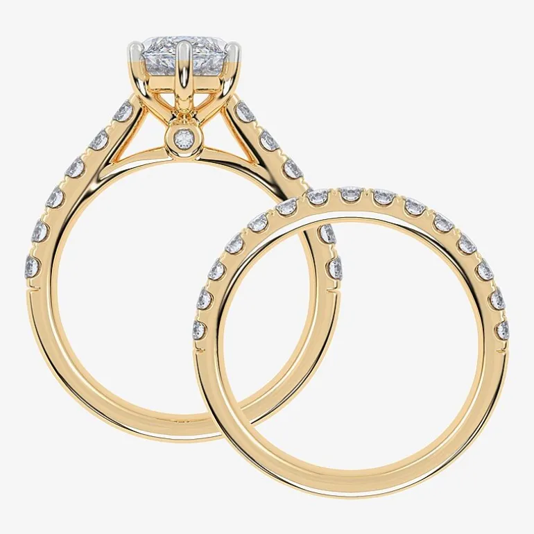 Signature By Modern Bride (G-H / Vs2-Si1) Womens 2 CT. T.W. Lab Grown White Diamond 14K Gold Marquise Side Stone Bridal Set