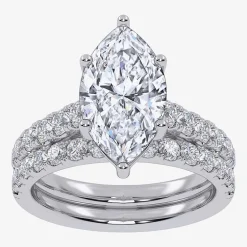 Signature By Modern Bride (G-H / Vs2-Si1) Womens 4 CT. T.W. Lab Grown White Diamond 14K Gold Marquise Side Stone Bridal Set