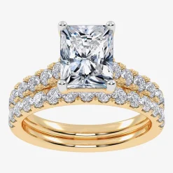 Signature By Modern Bride (G-H / Vs2-Si1) Womens 3 CT. T.W. Lab Grown White Diamond 14K Gold Side Stone Bridal Set