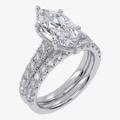 Signature By Modern Bride (G-H / Vs2-Si1) Womens 2 1/2 CT. T.W. Lab Grown White Diamond 14K Gold Marquise Side Stone Bridal Set