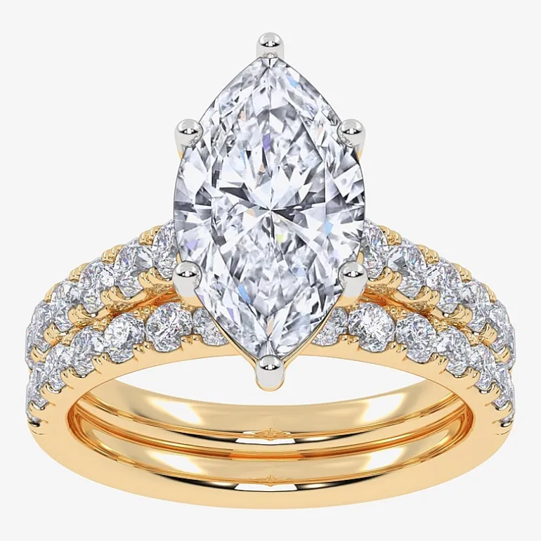 Signature By Modern Bride (G-H / Vs2-Si1) Womens 2 1/2 CT. T.W. Lab Grown White Diamond 14K Gold Marquise Side Stone Bridal Set