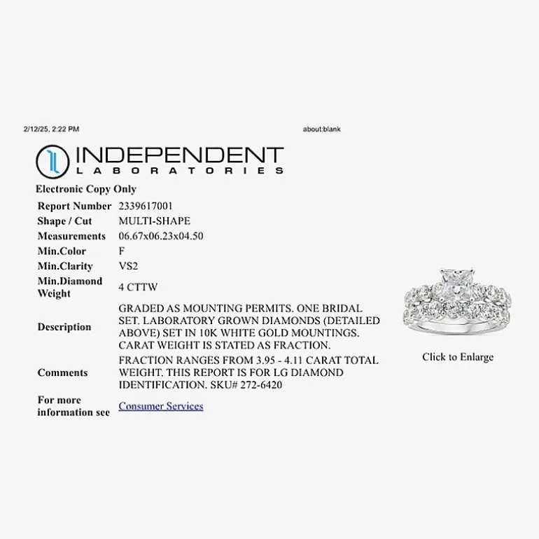 Signature By Modern Bride (G / Si1-Si2) Womens 4 CT. T.W. Lab Grown White Diamond 10K Gold Side Stone Bridal Set