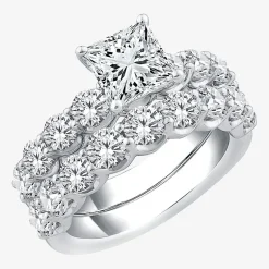 Signature By Modern Bride (G / Si1-Si2) Womens 4 CT. T.W. Lab Grown White Diamond 10K Gold Side Stone Bridal Set