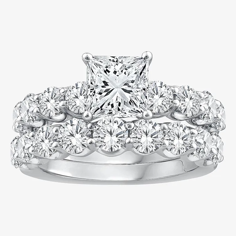 Signature By Modern Bride (G / Si1-Si2) Womens 4 CT. T.W. Lab Grown White Diamond 10K Gold Side Stone Bridal Set