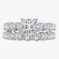 Signature By Modern Bride (G / Si1-Si2) Womens 4 CT. T.W. Lab Grown White Diamond 10K Gold Side Stone Bridal Set