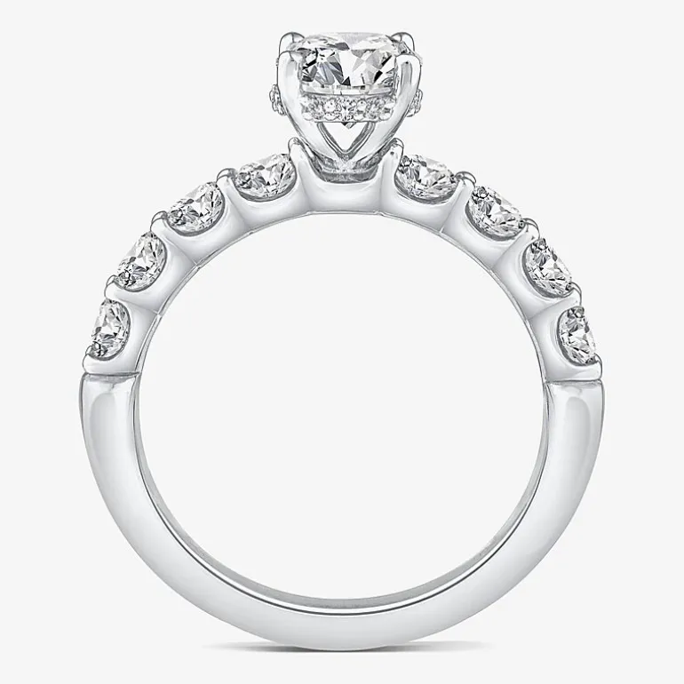 Signature By Modern Bride (G / Si1-Si2) Womens 2 CT. T.W. Lab Grown White Diamond 10K White or Yellow Gold Round Side Stone Engagement Ring