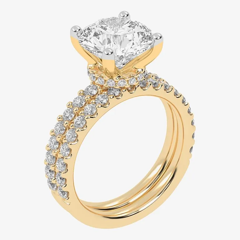 Signature By Modern Bride (G / Vs2-Si1) Womens 4 CT. T.W. Lab Grown White Diamond 14K Gold Round Side Stone Bridal Set