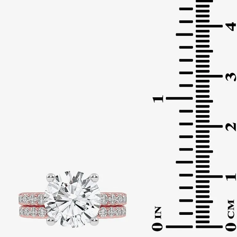 Signature By Modern Bride (G / Vs2-Si1) Womens 4 CT. T.W. Lab Grown White Diamond 14K Gold Round Side Stone Bridal Set