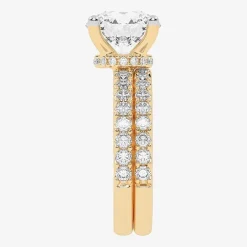 Signature By Modern Bride (G / Vs2-Si1) Womens 4 CT. T.W. Lab Grown White Diamond 14K Gold Round Side Stone Bridal Set