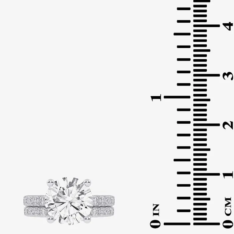 Signature By Modern Bride (G / Vs2-Si1) Womens 4 CT. T.W. Lab Grown White Diamond 14K Gold Round Side Stone Bridal Set