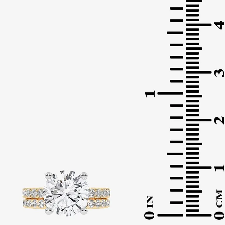 Signature By Modern Bride (G / Vs2-Si1) Womens 4 CT. T.W. Lab Grown White Diamond 14K Gold Round Side Stone Bridal Set