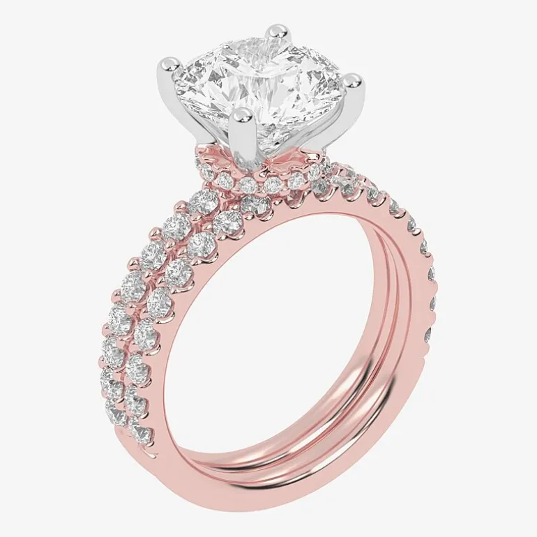 Signature By Modern Bride (G / Vs2-Si1) Womens 4 CT. T.W. Lab Grown White Diamond 14K Gold Round Side Stone Bridal Set